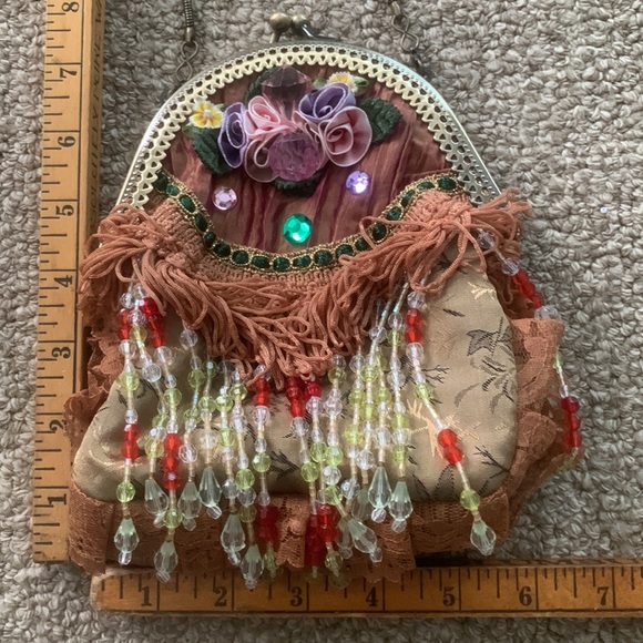 Boho Festival Fringe Crossbody Bag Embellished Renfair Retro Ornate - Picture 3 of 8
